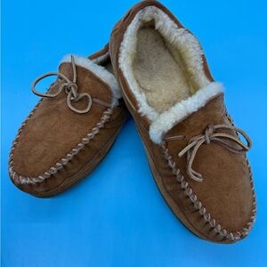 L.L. Bean Men's Brown Suede Moccasin Slippers Size 11W